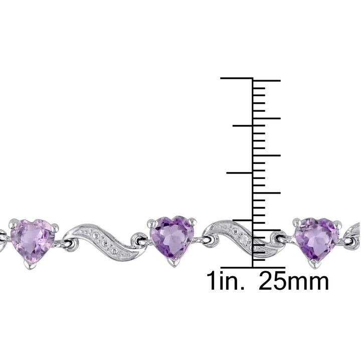 5.00 Carat (ctw) Amethyst Heart Bracelet in Sterling Silver (7 Inches) Image 3