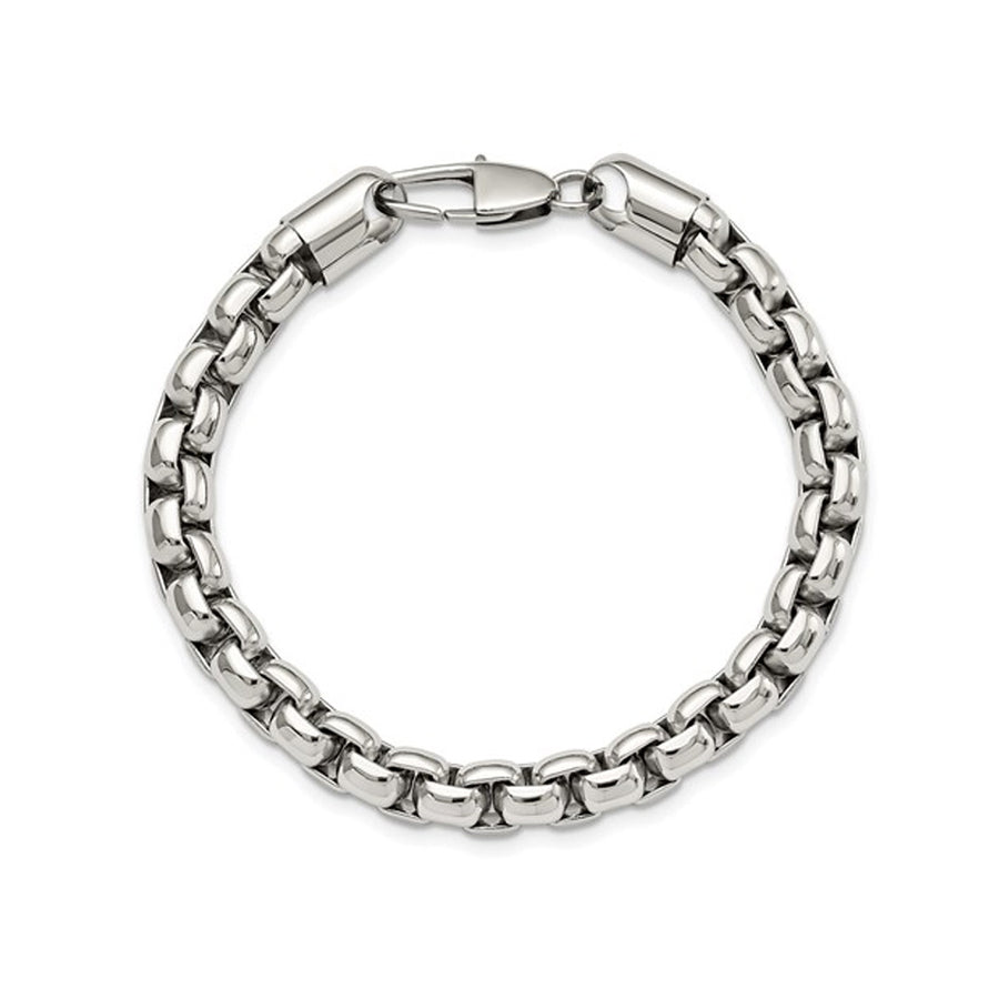 Mens Stainless Steel Box Bracelet - 9 Inches Image 1