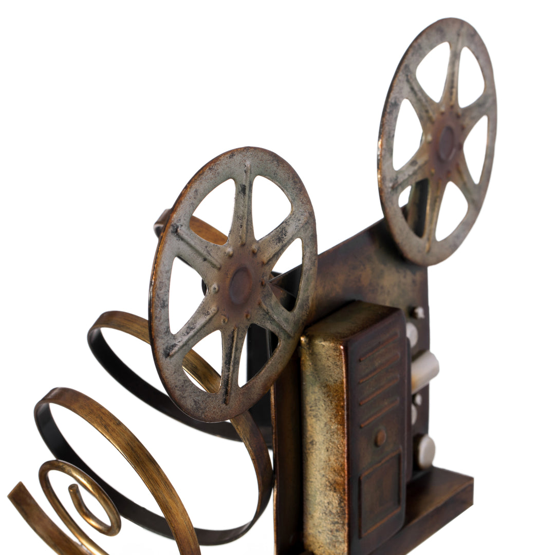 Decorative Bronze Metal Vintage Single Bottle Film Projector Wine Holder for Tabletop or Countertop Image 7
