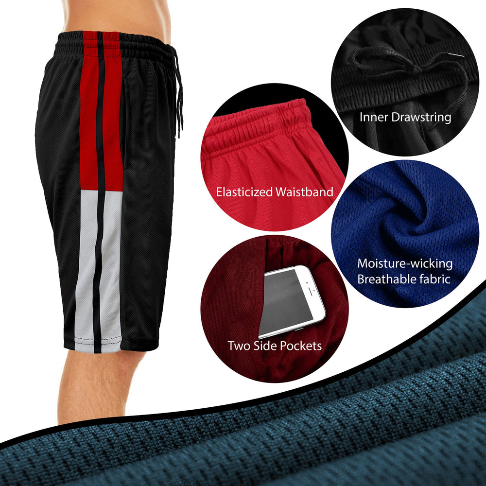 4-Pack: Mens Active Moisture-Wicking Mesh Performance Shorts (S-2XL) Image 2