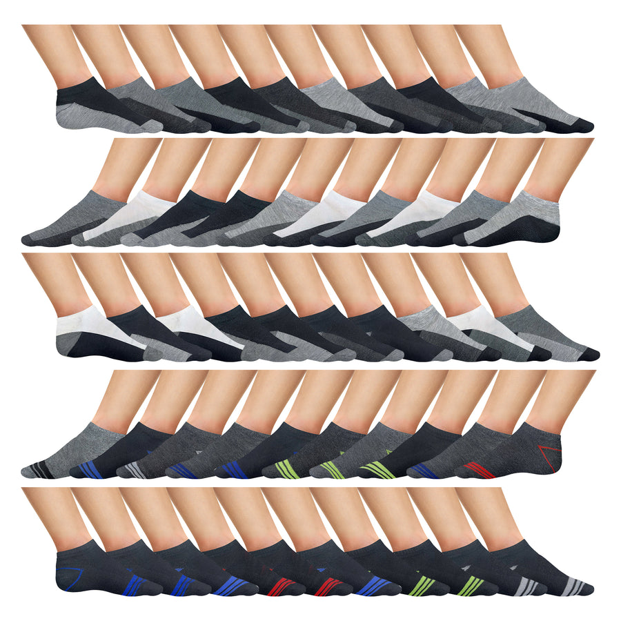 20 Pairs Mens Active Low-Cut Ankle Socks Image 1