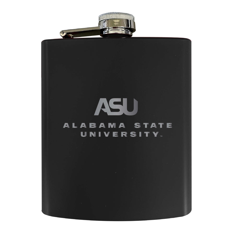 Alabama State University Stainless Steel Etched Flask 7 oz - Officially LicensedChoose Your ColorMatte Finish Image 1