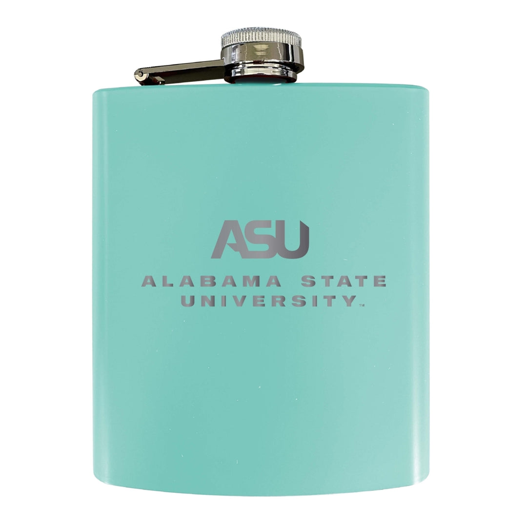 Alabama State University Stainless Steel Etched Flask 7 oz - Officially LicensedChoose Your ColorMatte Finish Image 4