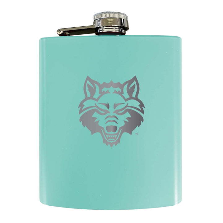Arkansas State Stainless Steel Etched Flask 7 oz - Officially LicensedChoose Your ColorMatte Finish Image 4