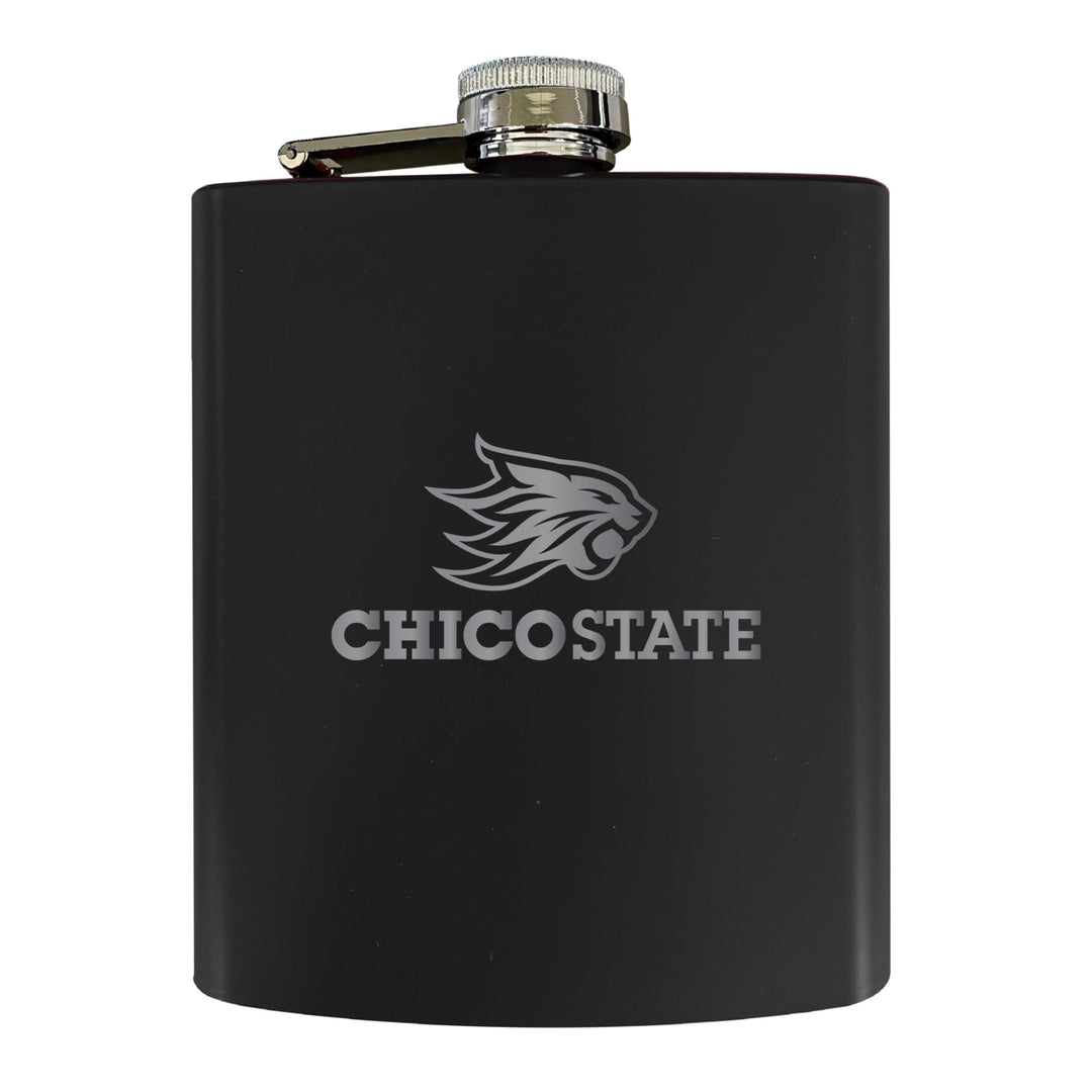 California State UniversityChico Stainless Steel Etched Flask 7 oz - Officially LicensedChoose Your ColorMatte Finish Image 1