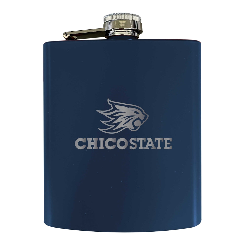 California State UniversityChico Stainless Steel Etched Flask 7 oz - Officially LicensedChoose Your ColorMatte Finish Image 2