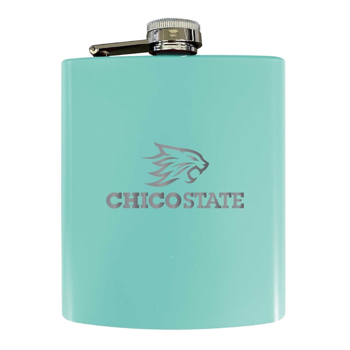 California State UniversityChico Stainless Steel Etched Flask 7 oz - Officially LicensedChoose Your ColorMatte Finish Image 1