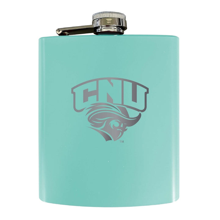 Christopher Newport Captains Stainless Steel Etched Flask 7 oz - Officially LicensedChoose Your ColorMatte Finish Image 1