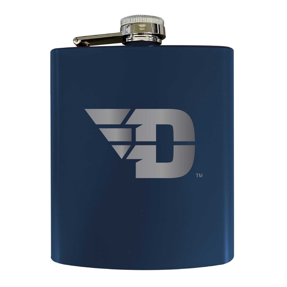 Dayton Flyers Stainless Steel Etched Flask 7 oz - Officially LicensedChoose Your ColorMatte Finish Image 2