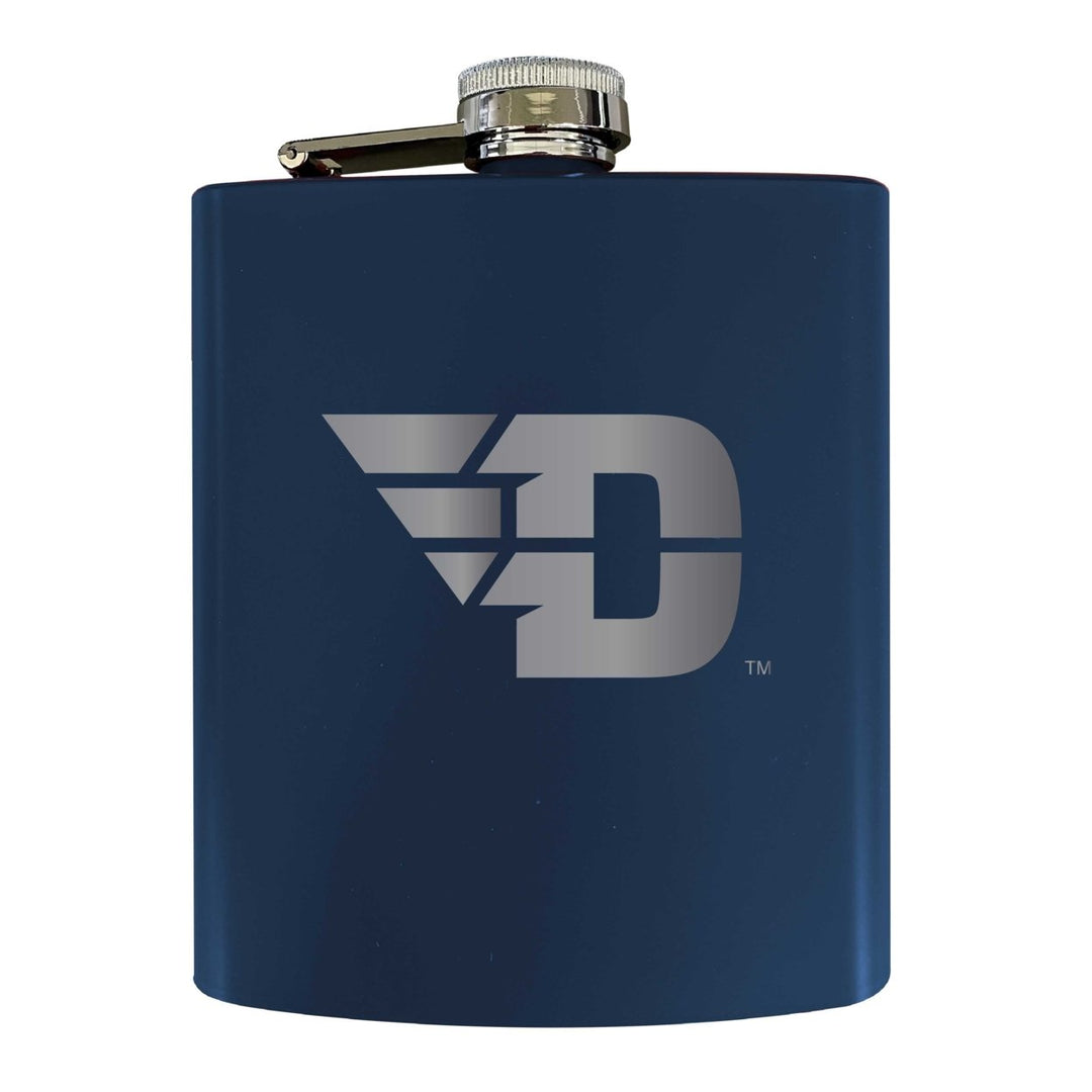 Dayton Flyers Stainless Steel Etched Flask 7 oz - Officially LicensedChoose Your ColorMatte Finish Image 1