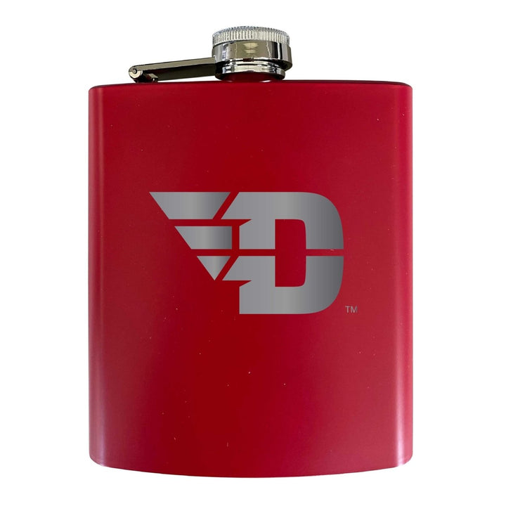 Dayton Flyers Stainless Steel Etched Flask 7 oz - Officially LicensedChoose Your ColorMatte Finish Image 1