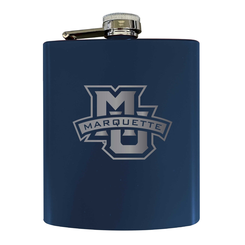 Marquette Golden Eagles Stainless Steel Etched Flask 7 oz - Officially LicensedChoose Your ColorMatte Finish Image 2