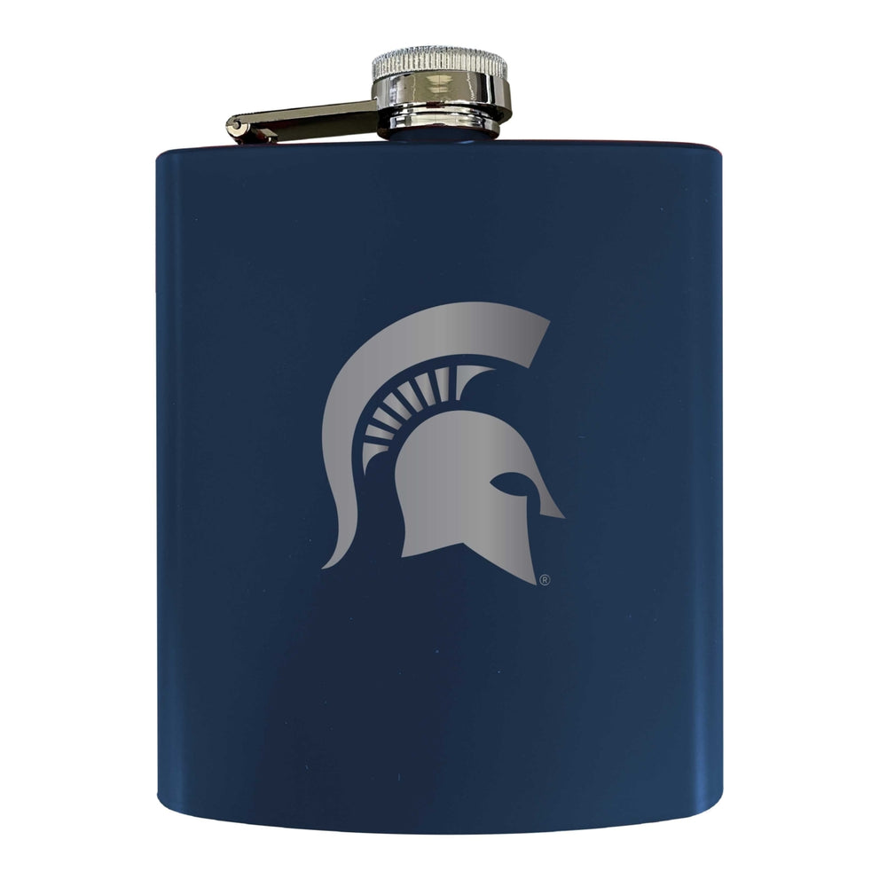 Michigan State Spartans Stainless Steel Etched Flask 7 oz - Officially LicensedChoose Your ColorMatte Finish Image 2