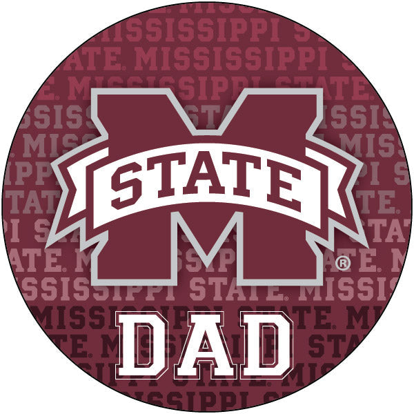 Mississippi State Bulldogs Round Word Design 4-Inch Round Shape NCAA High-Definition Magnet - Versatile Metallic Surface Image 2