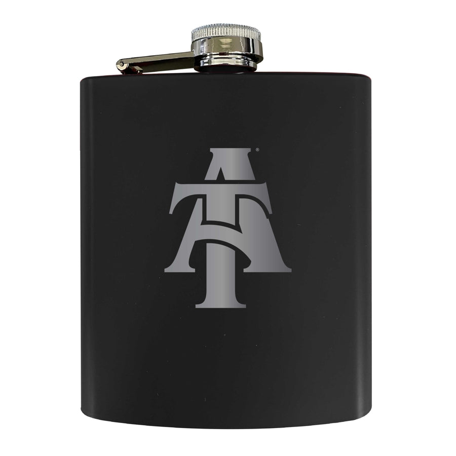 North Carolina AandT State Aggies Stainless Steel Etched Flask 7 oz - Officially LicensedChoose Your ColorMatte Finish Image 1