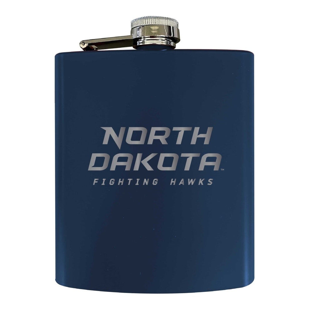North Dakota Fighting Hawks Stainless Steel Etched Flask 7 oz - Officially LicensedChoose Your ColorMatte Finish Image 2