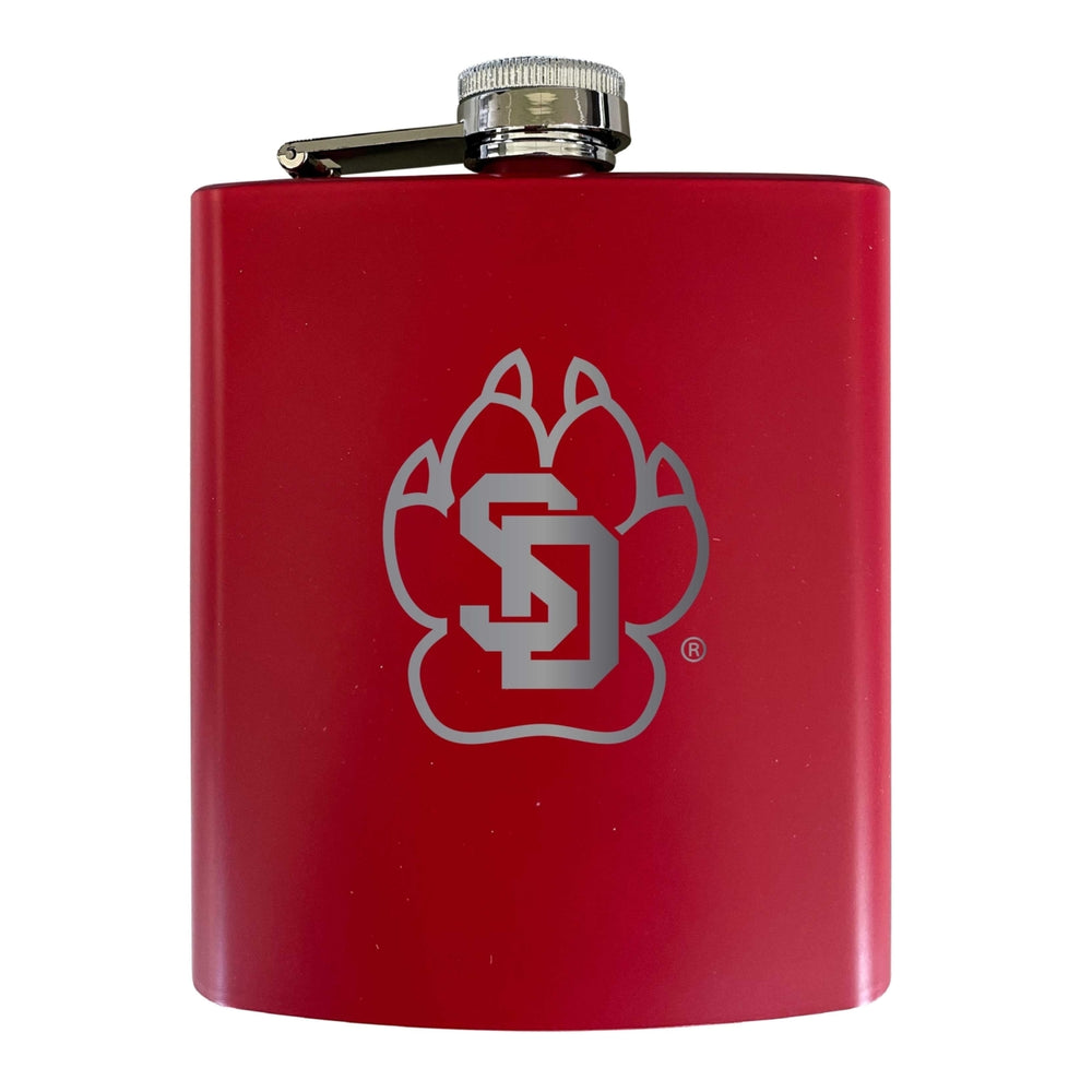 South Dakota Coyotes Stainless Steel Etched Flask 7 oz - Officially LicensedChoose Your ColorMatte Finish Image 2