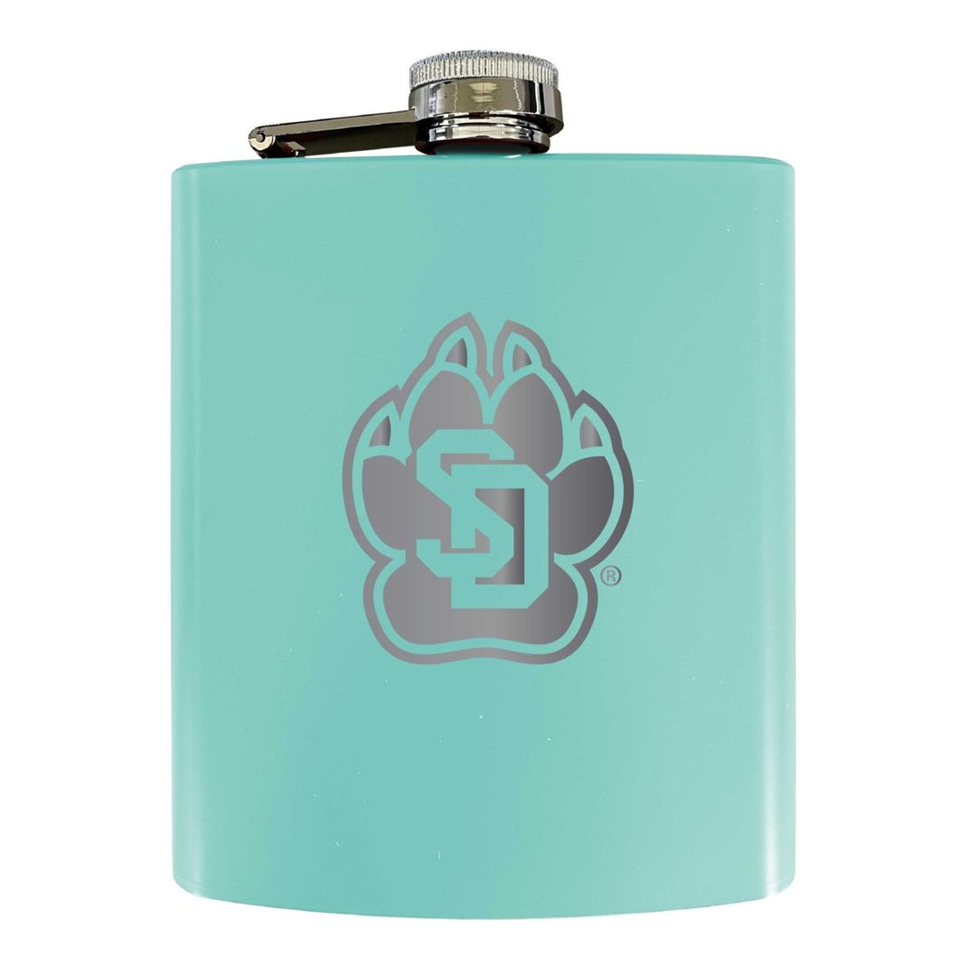 South Dakota Coyotes Stainless Steel Etched Flask 7 oz - Officially LicensedChoose Your ColorMatte Finish Image 1