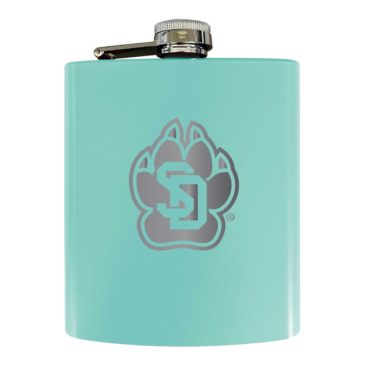 South Dakota Coyotes Stainless Steel Etched Flask 7 oz - Officially LicensedChoose Your ColorMatte Finish Image 3