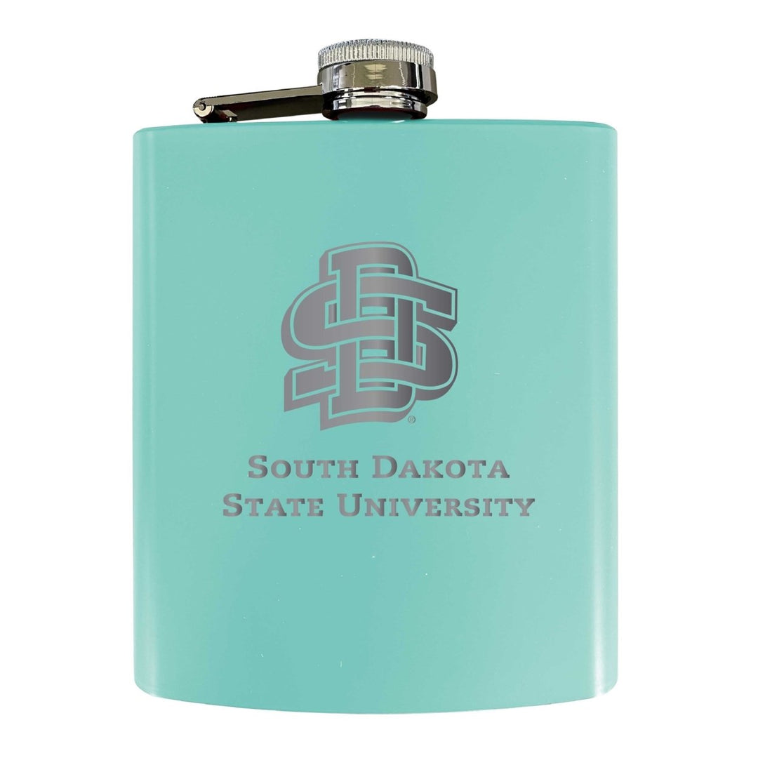 South Dakota State Jackrabbits Stainless Steel Etched Flask 7 oz - Officially LicensedChoose Your ColorMatte Finish Image 1
