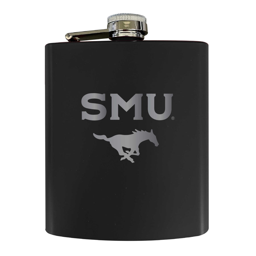 Southern Methodist University Stainless Steel Etched Flask 7 oz - Officially LicensedChoose Your ColorMatte Finish Image 1