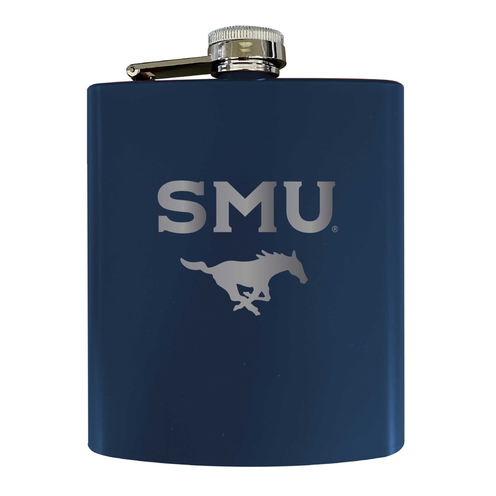 Southern Methodist University Stainless Steel Etched Flask 7 oz - Officially LicensedChoose Your ColorMatte Finish Image 2