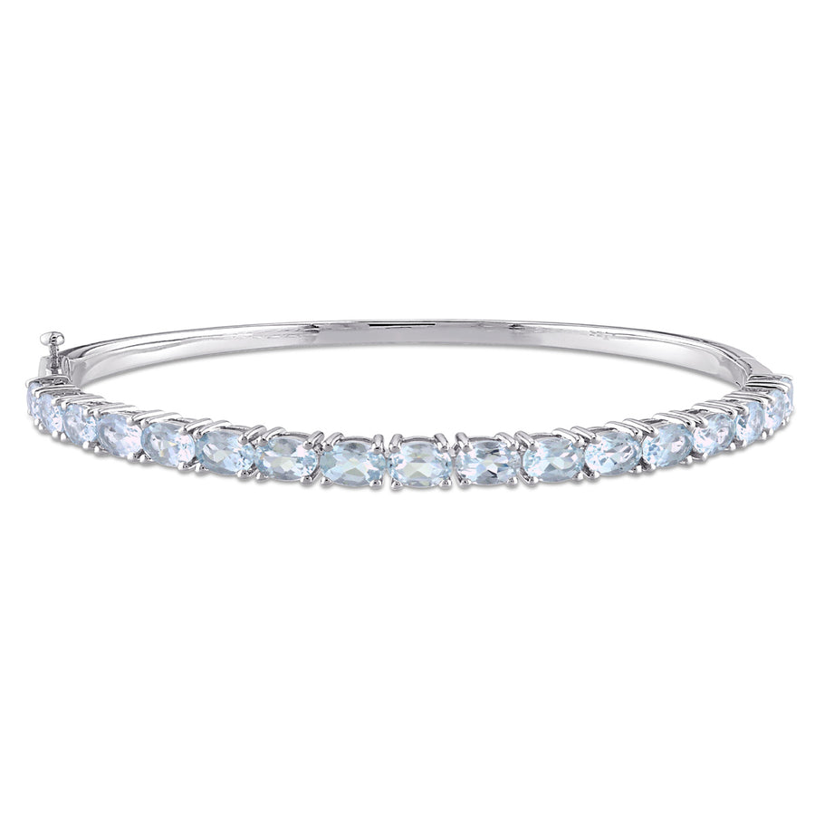 7.00 Carat (ctw) Light Aquamarine Bangle Bracelet in Sterling Silver Image 1