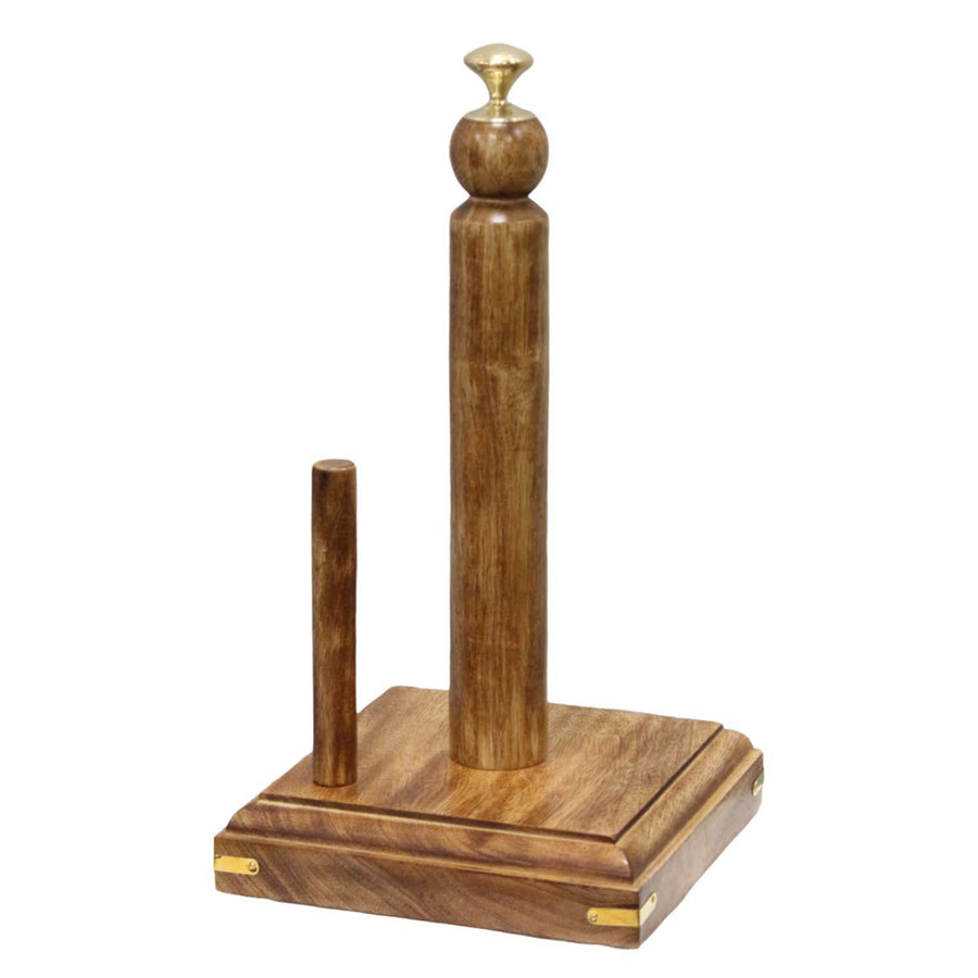 Decorative Wood Paper Towel Holder with Stand for KitchenDining Roomand Office Image 1