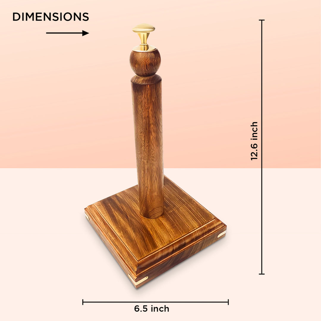 Decorative Wood Paper Towel Holder with Stand for KitchenDining Roomand Office Image 4