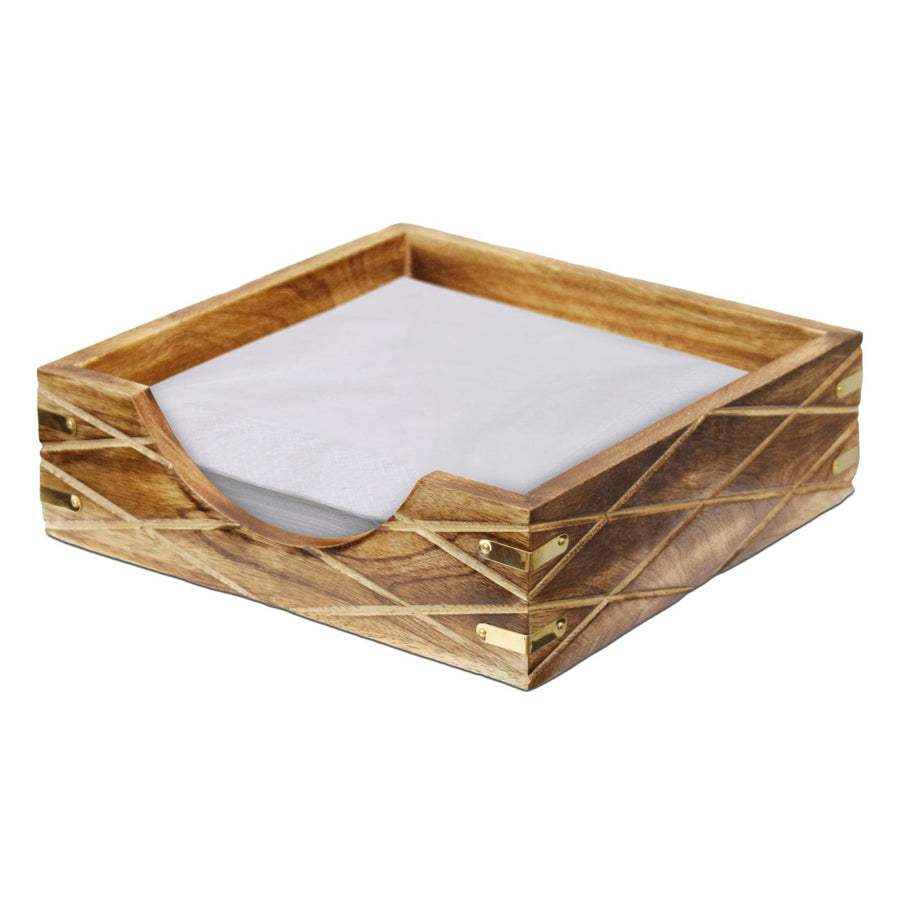 Tabletop Decorative Wood Napkin Holder for KitchenDining Table and Counter Tops Image 1