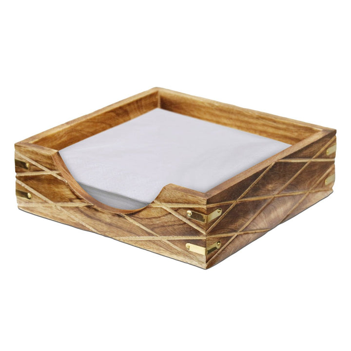 Tabletop Decorative Wood Napkin Holder for KitchenDining Table and Counter Tops Image 1