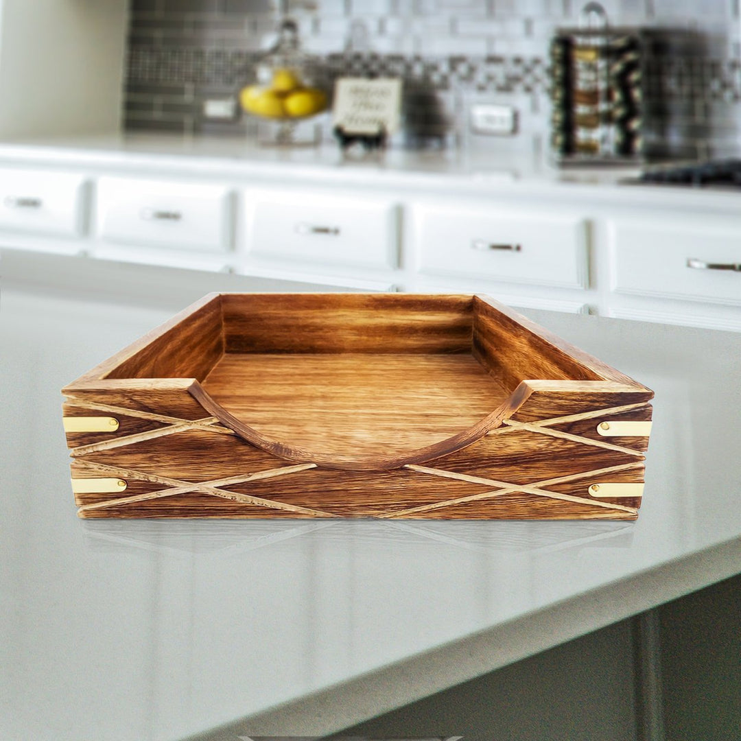 Tabletop Decorative Wood Napkin Holder for KitchenDining Table and Counter Tops Image 3
