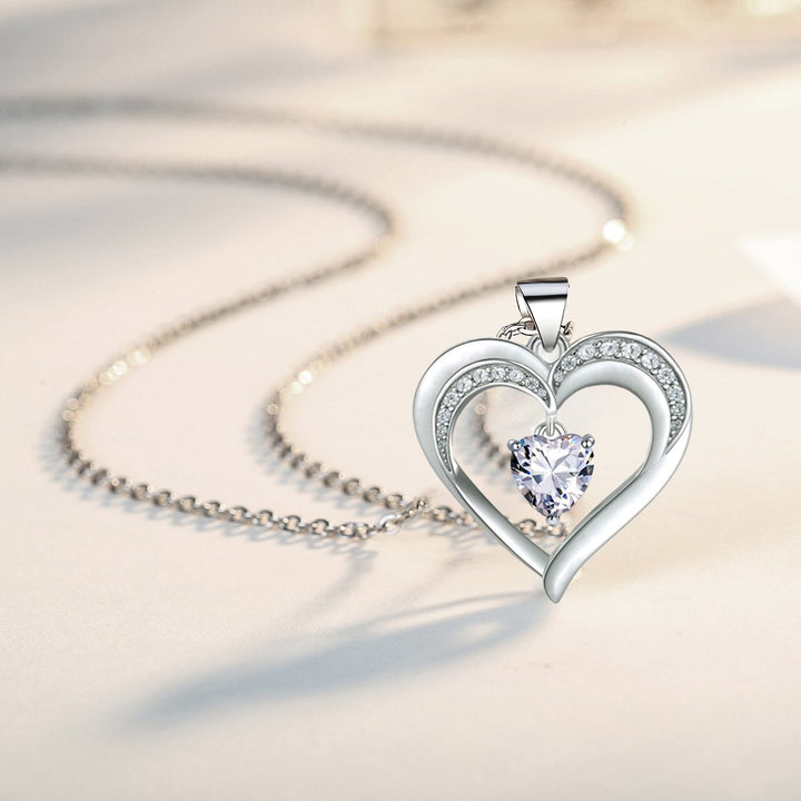 Jewelry Gift 18k White Gold Plated Love CZ Diamond Heart Women Pendant Necklace Image 1