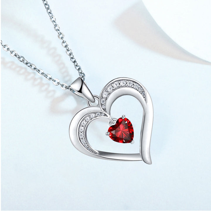 Jewelry Gift 18k White Gold Plated Love CZ Diamond Heart Women Pendant Necklace Image 4