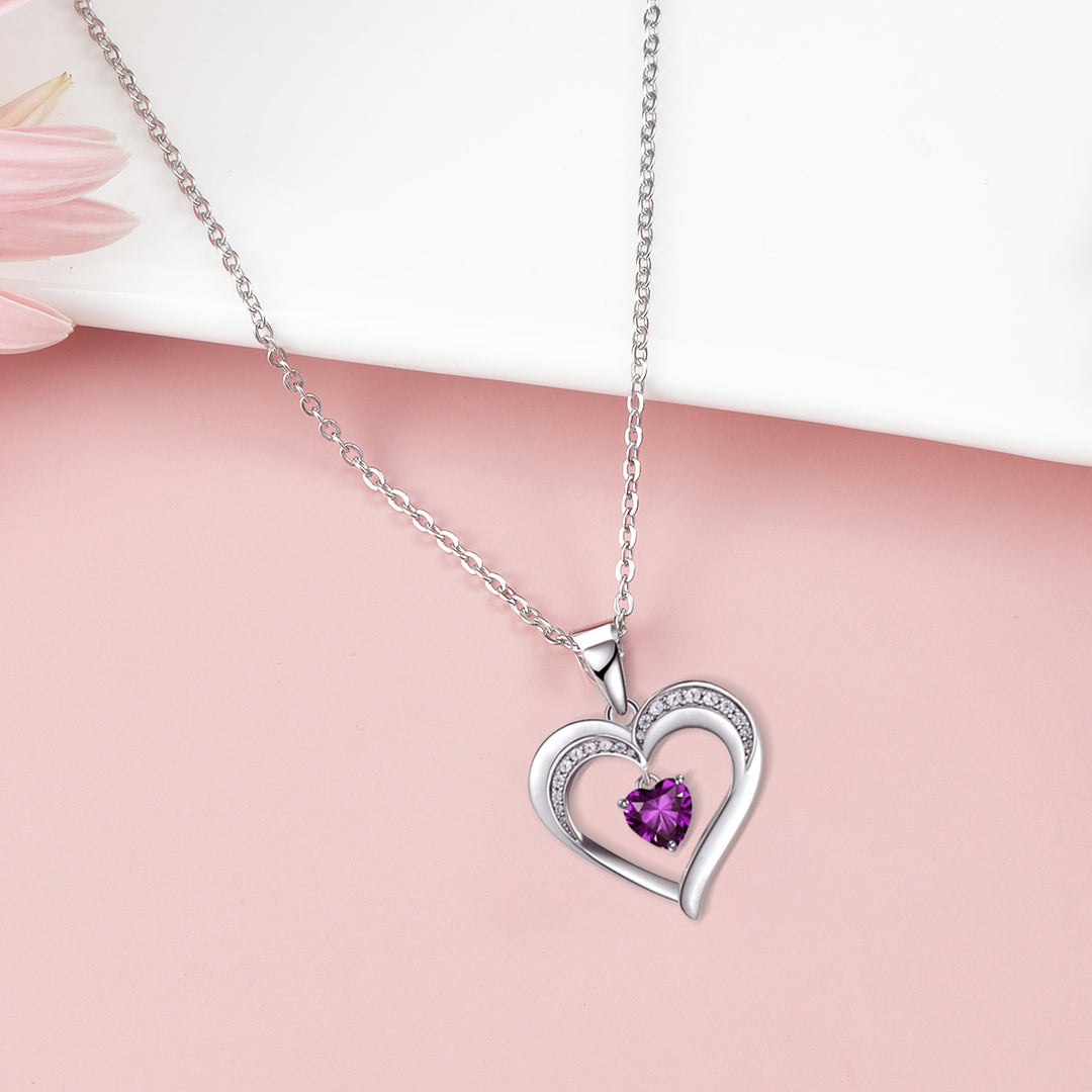 Jewelry Gift 18k White Gold Plated Love CZ Diamond Heart Women Pendant Necklace Image 4