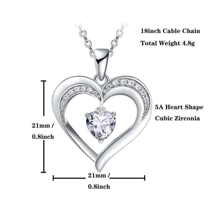 Jewelry Gift 18k White Gold Plated Love CZ Diamond Heart Women Pendant Necklace Image 6