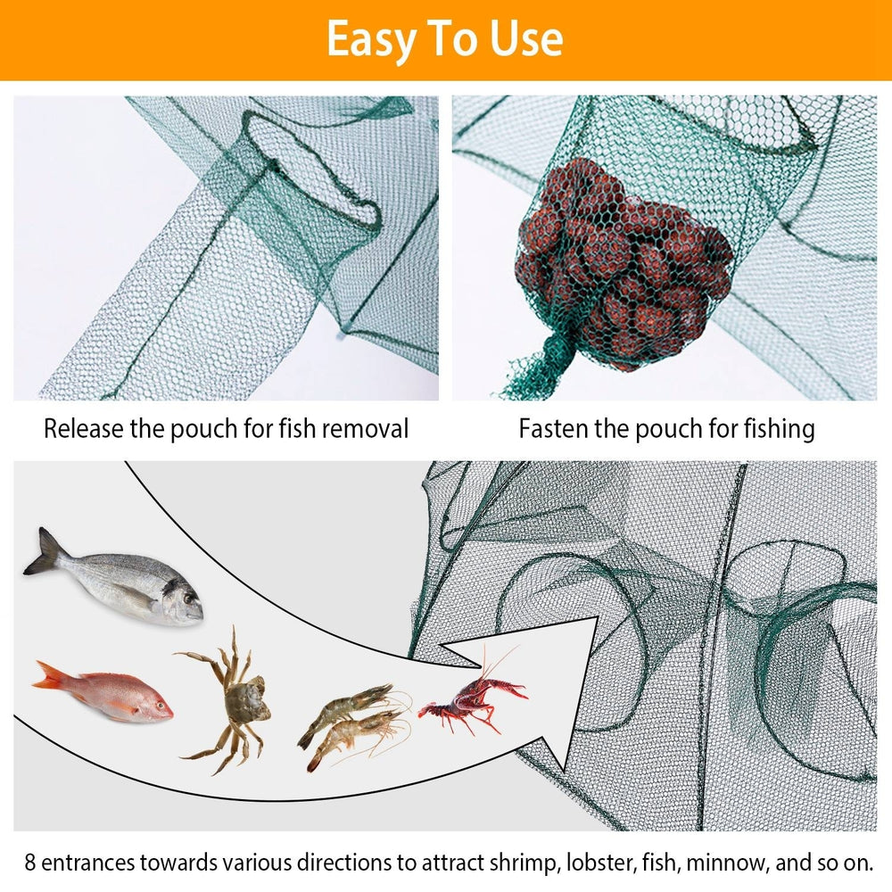 Foldable Fishing Bait Net Trap Crab Net Shrimp Minnow Crawdad Fish Cast Dip Cage Mesh Automatic Contraction Image 2