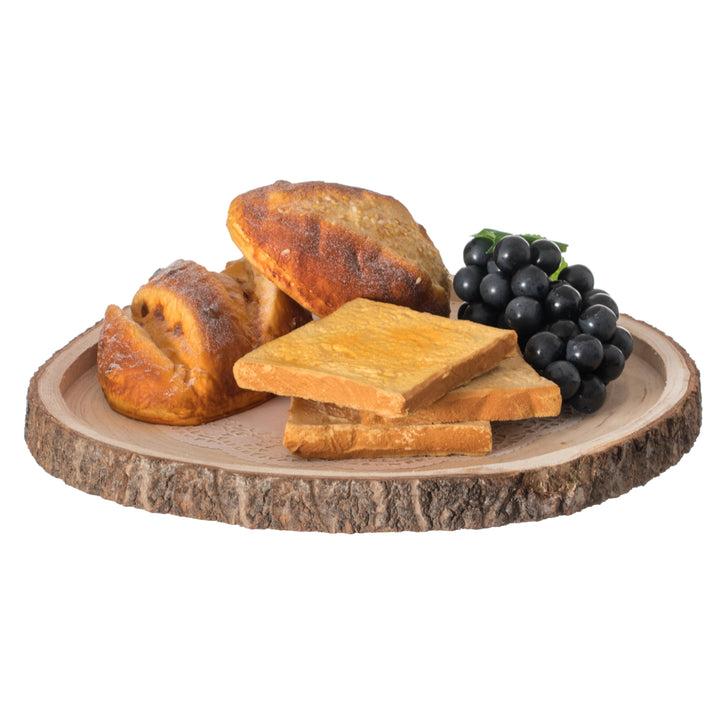 Natural Wooden Bark Round Slice TrayRustic Table Charger Centerpiece Image 4