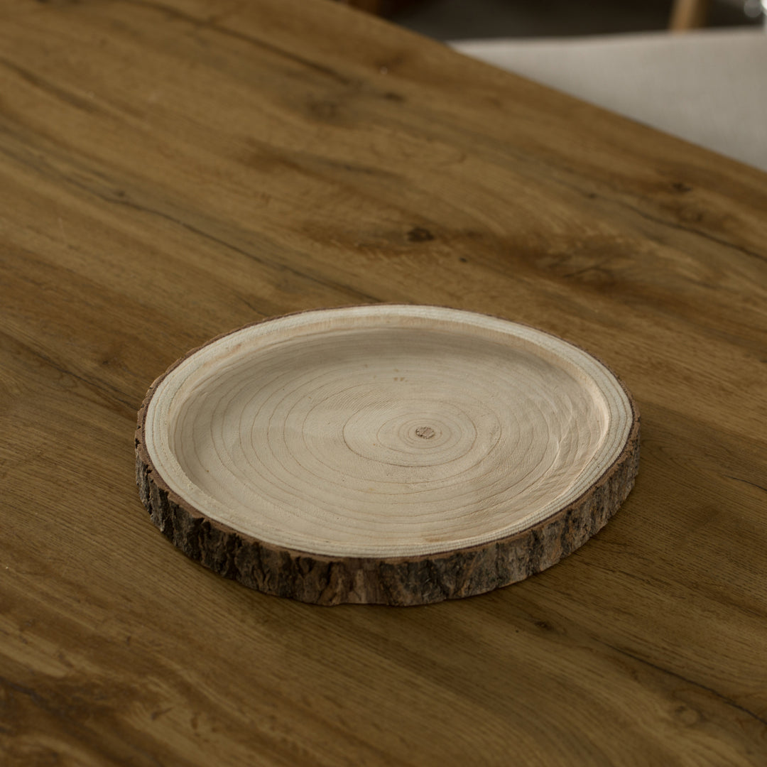 Natural Wooden Bark Round Slice TrayRustic Table Charger Centerpiece Image 6