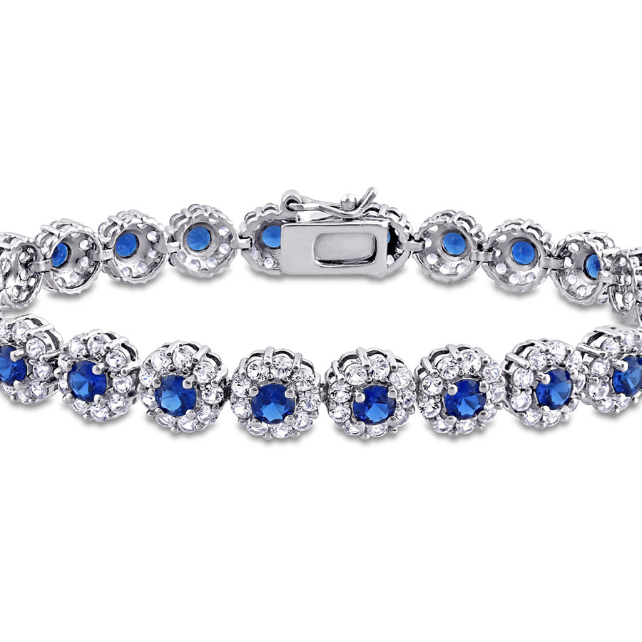 11.25 Carat (ctw) Lab-Created Blue and White Sapphire Bracelet in Sterling Silver (7 Inches) Image 1