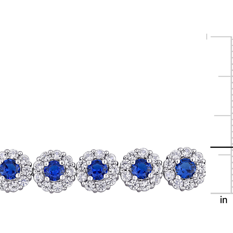 11.25 Carat (ctw) Lab-Created Blue and White Sapphire Bracelet in Sterling Silver (7 Inches) Image 2