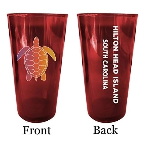 Hilton Head Island South Carolina Souvenir 16 oz Red Plastic Pint Glass 4-Pack Image 1