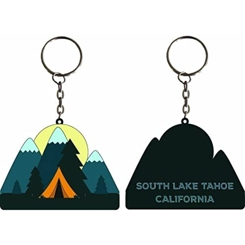 South Lake Tahoe California Souvenir tent Metal Keychain Image 1