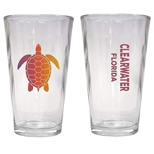 Clearwater Florida Souvenir 16 oz Pint Glass Turtle Design Image 1