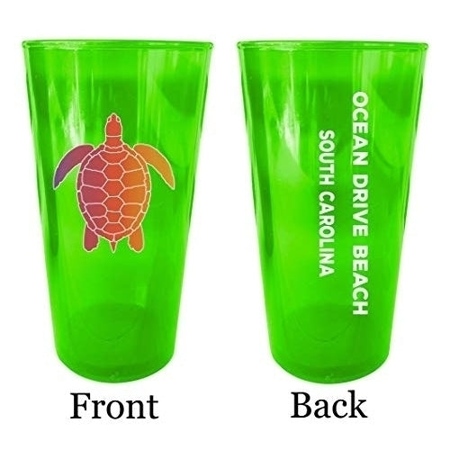 Ocean City Beach Maryland Souvenir 16 oz Green Plastic Pint Glass 4-Pack Image 1