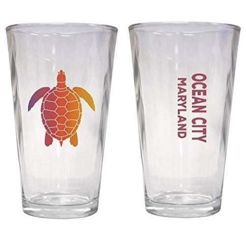 Ocean City Maryland Souvenir 16 oz Pint Glass Turtle Design Image 1