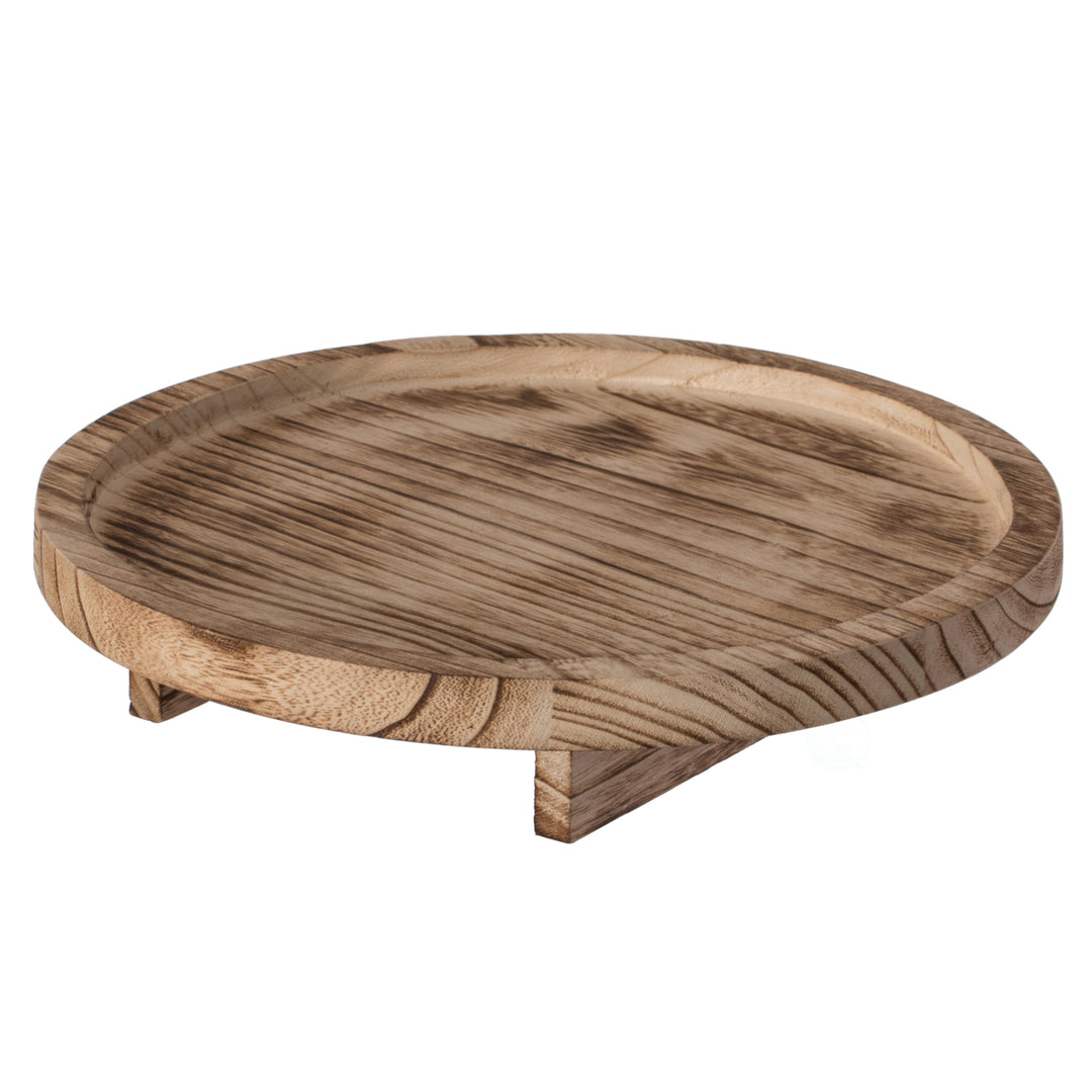 Natural Wooden Round Dish Ornament Slice Tray Table Charger with Height Image 6