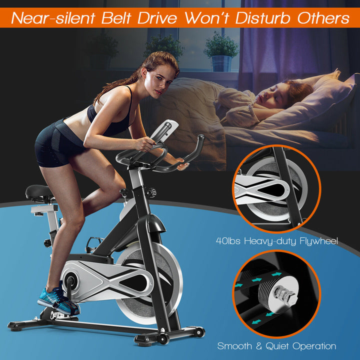 Stationary Exercise Bike Fitness Cycling Bike W/40 Lbs Flywheel Home Gym Cardio Image 7
