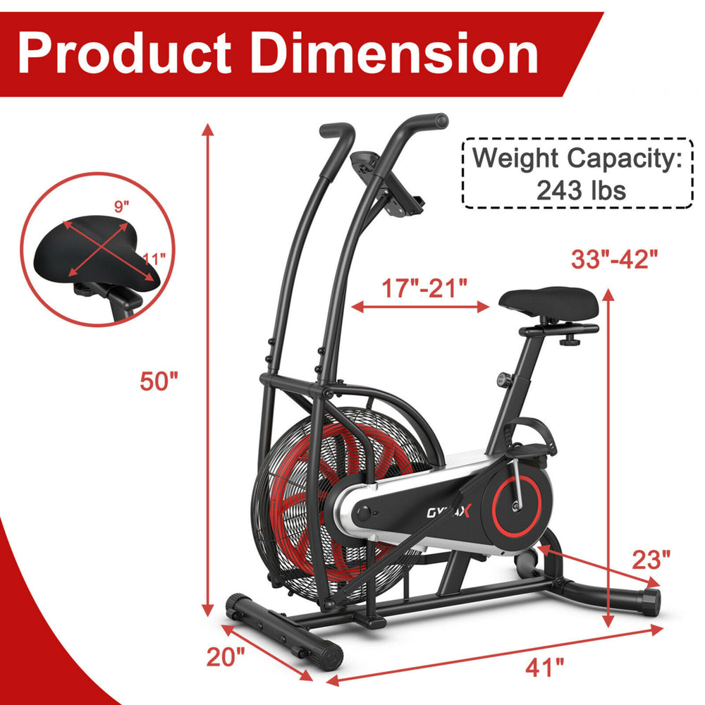 Unlimited Resistance Airdyne Bike Fan Exercise Bike with Clear LCD Display Image 2