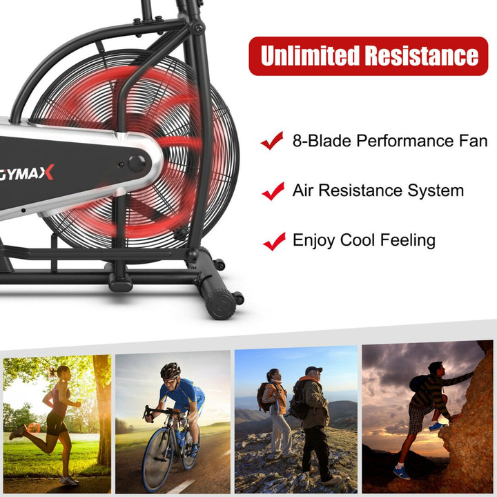 Unlimited Resistance Airdyne Bike Fan Exercise Bike with Clear LCD Display Image 4